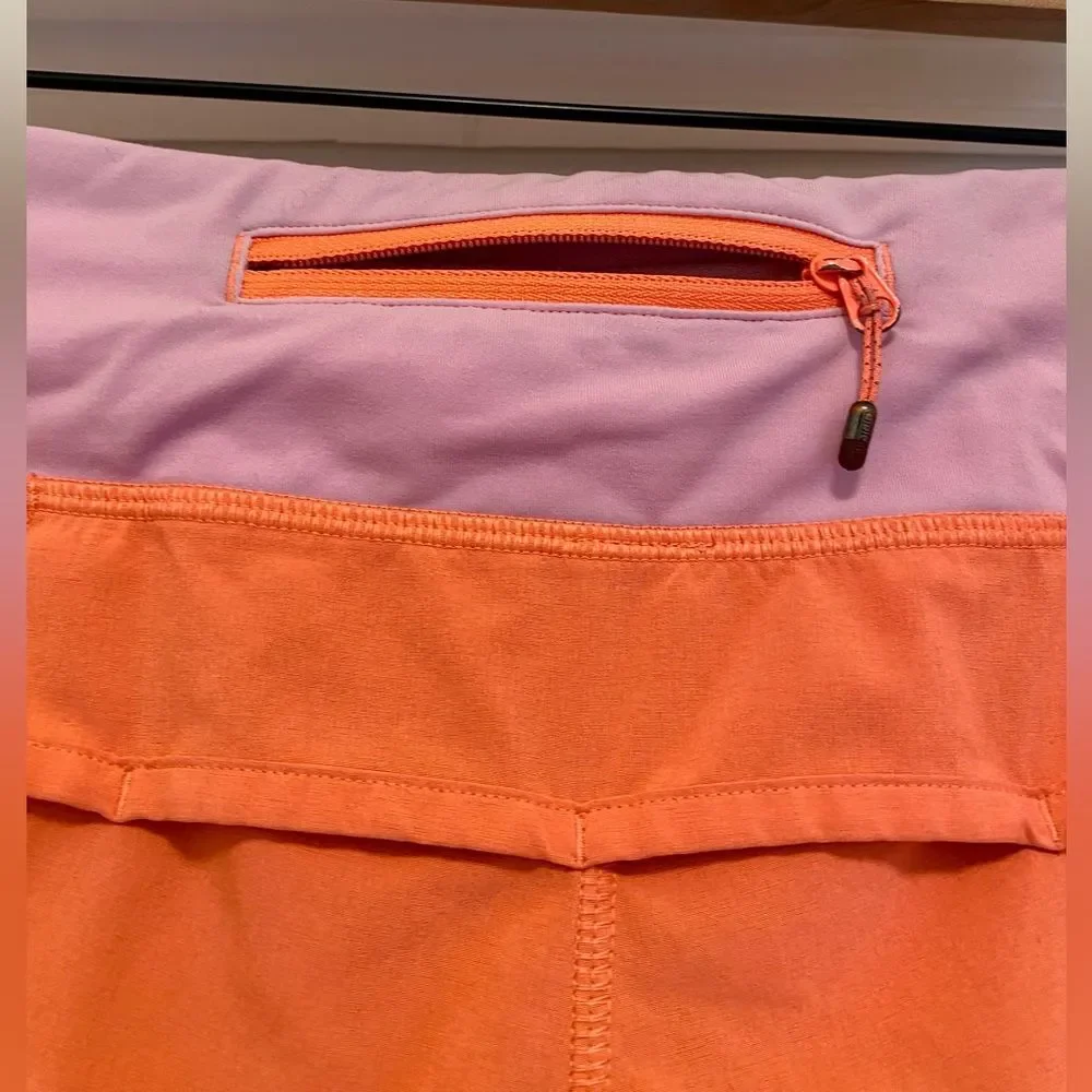 lululemon speed up shorts women’s size 6 orange purple lines running activewear